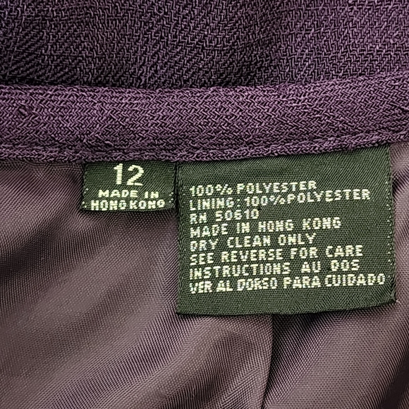 KASPER ASL size 12 vintage 2 Piece Skirt Suit Gold Buttons Shoulder‎ Pads Purple - Picture 16 of 16